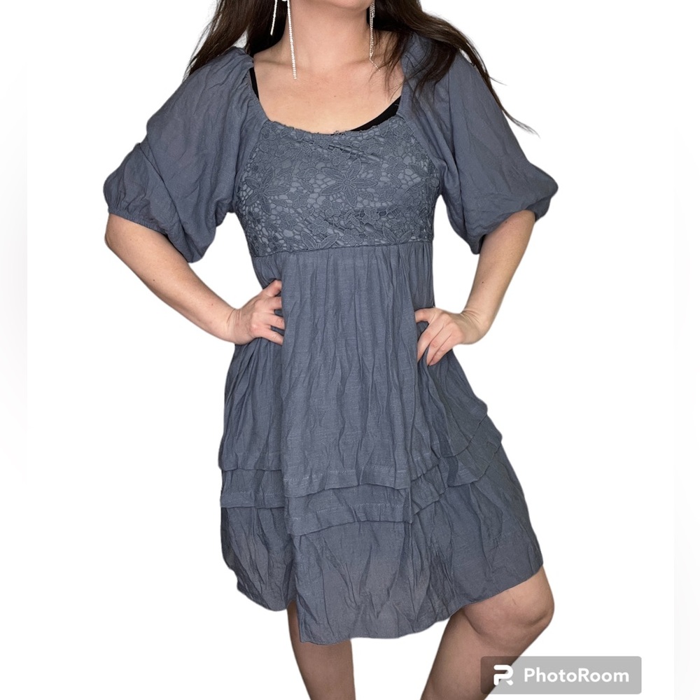 Boho King’s Road Blue Mini Sun Dress Size Medium